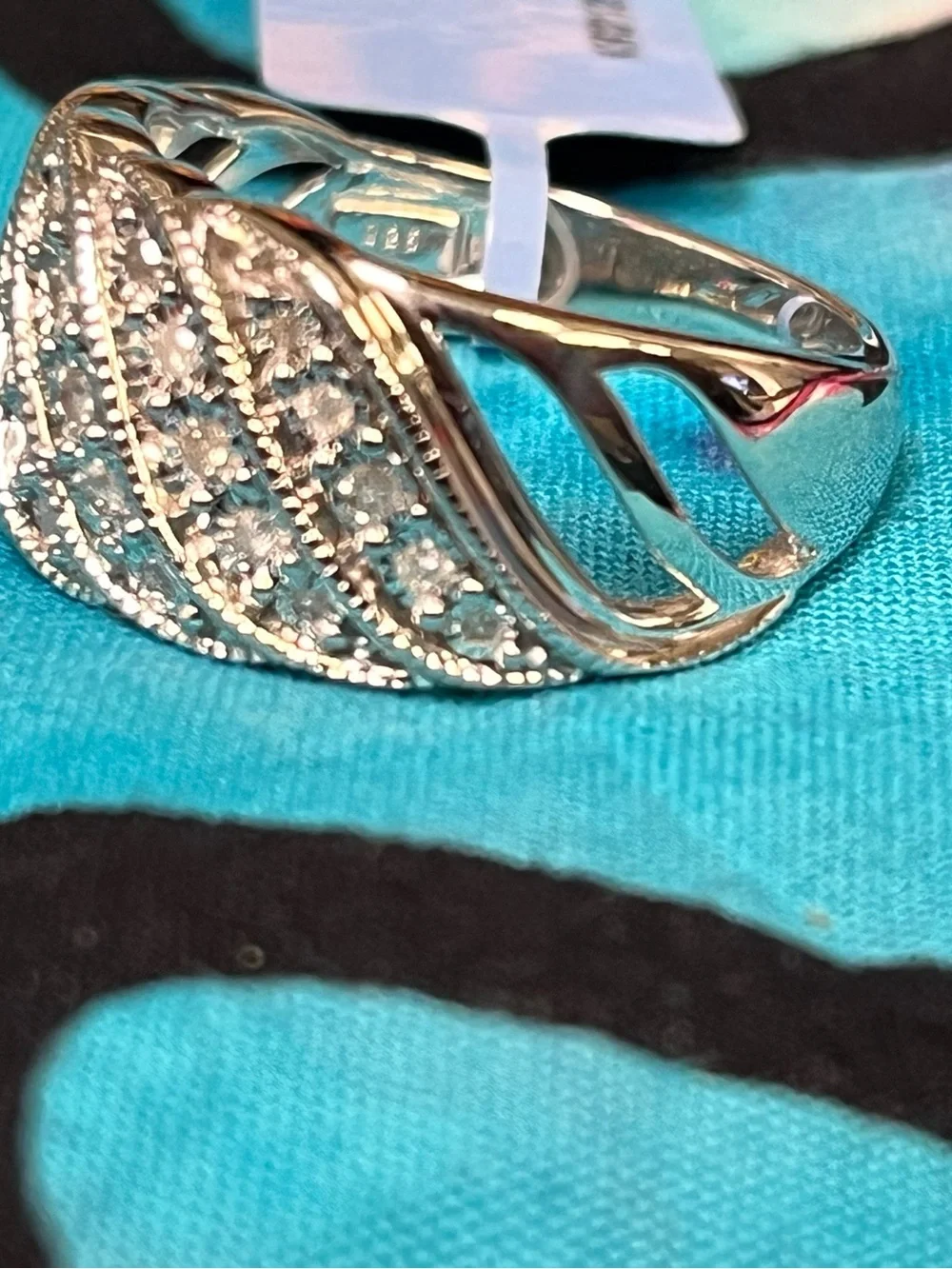 Natural Diamond Sterling Silver Swirl Ring .25 CTW Size 9 NWT